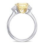 Fancy Yellow Radiant & Trapezoid 3-Stone Diamond Ring 