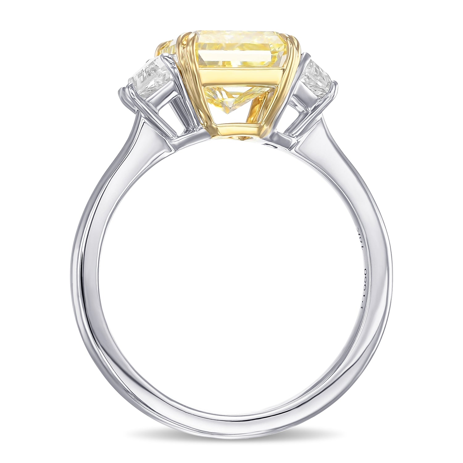 Fancy Yellow Radiant & Trapezoid 3-Stone Diamond Ring 