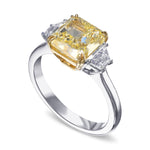 Fancy Yellow Radiant & Trapezoid 3-Stone Diamond Ring 