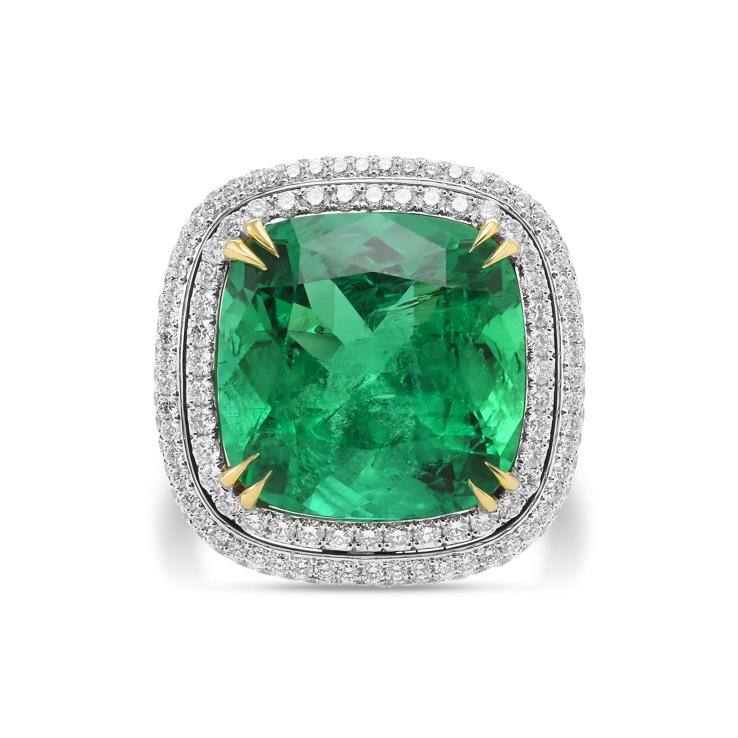 Colombian Emerald MUZO Extraordinary Halo Ring