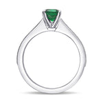 Green Cushion Colombian Emerald Side Stone Ring
