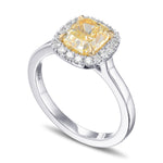 Fancy Yellow Cushion Halo Diamond Ring