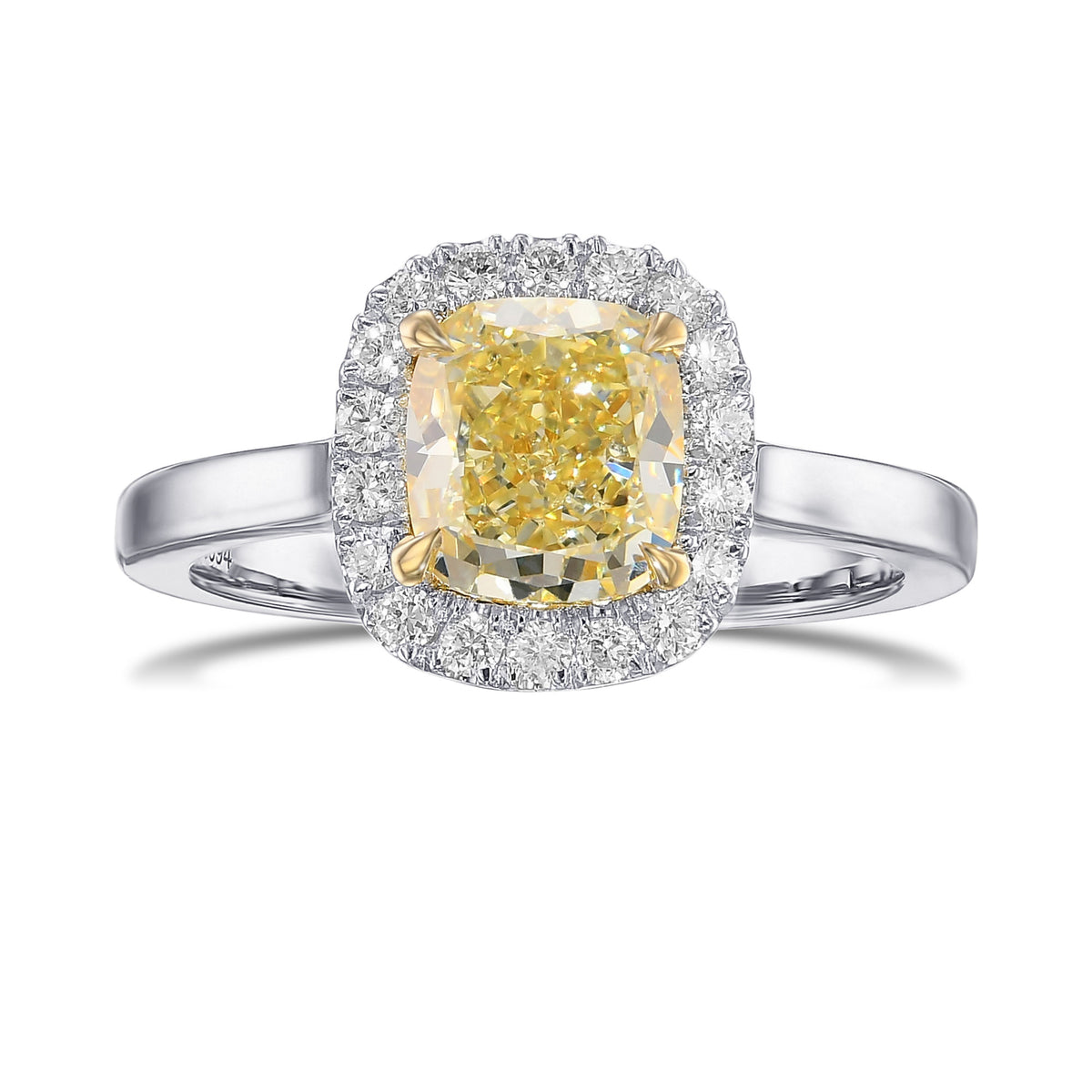 Fancy Yellow Cushion Halo Diamond Ring