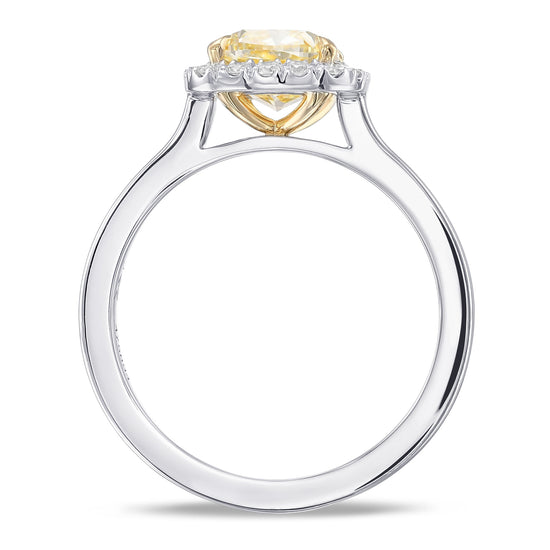 Fancy Yellow Cushion Halo Diamond Ring