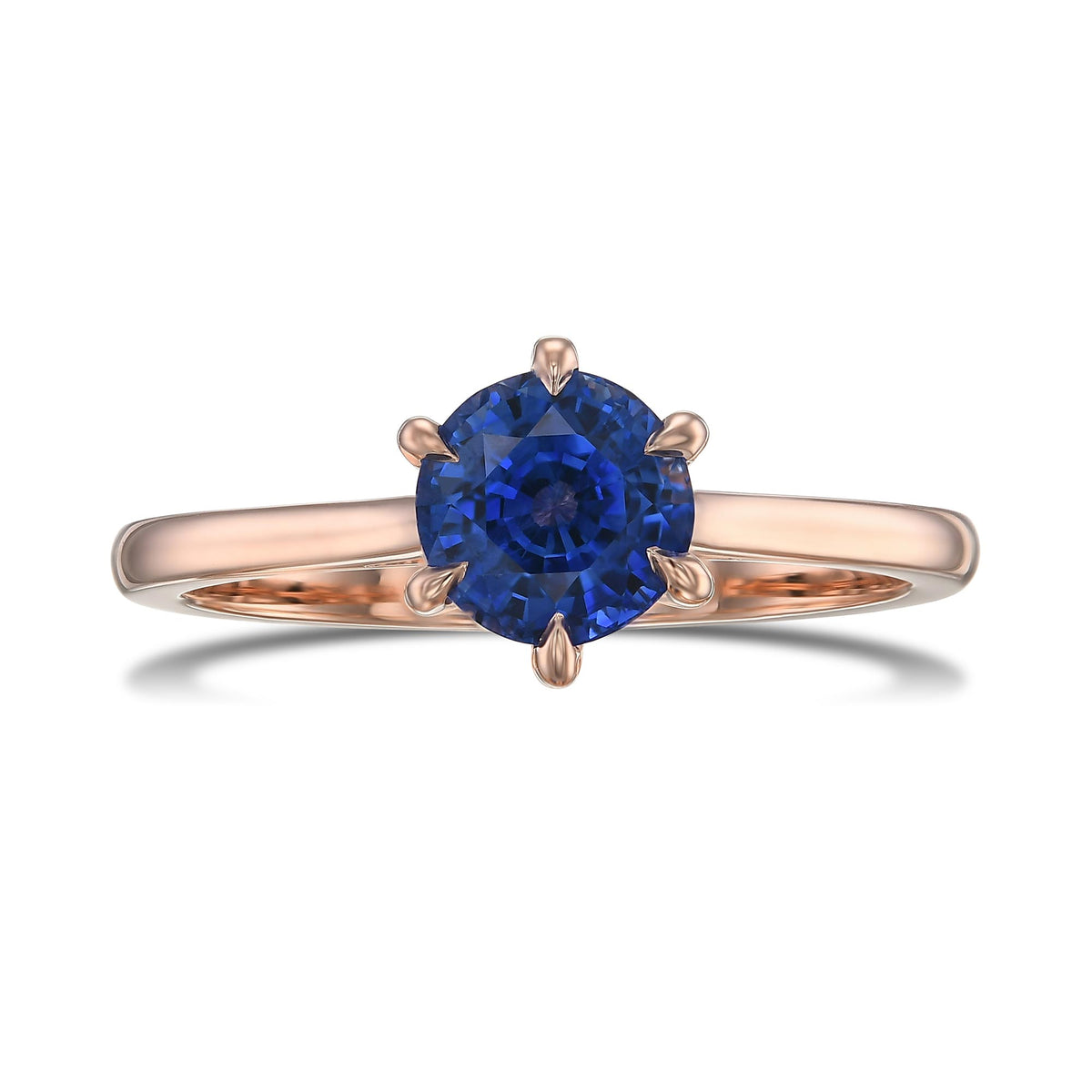 Round Cornflower Sapphire Solitaire Ring