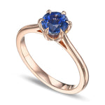 Round Cornflower Sapphire Solitaire Ring