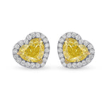 Fancy Intense Yellow Heart Shape Diamond Halo Earrings