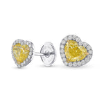 Fancy Intense Yellow Heart Shape Diamond Halo Earrings