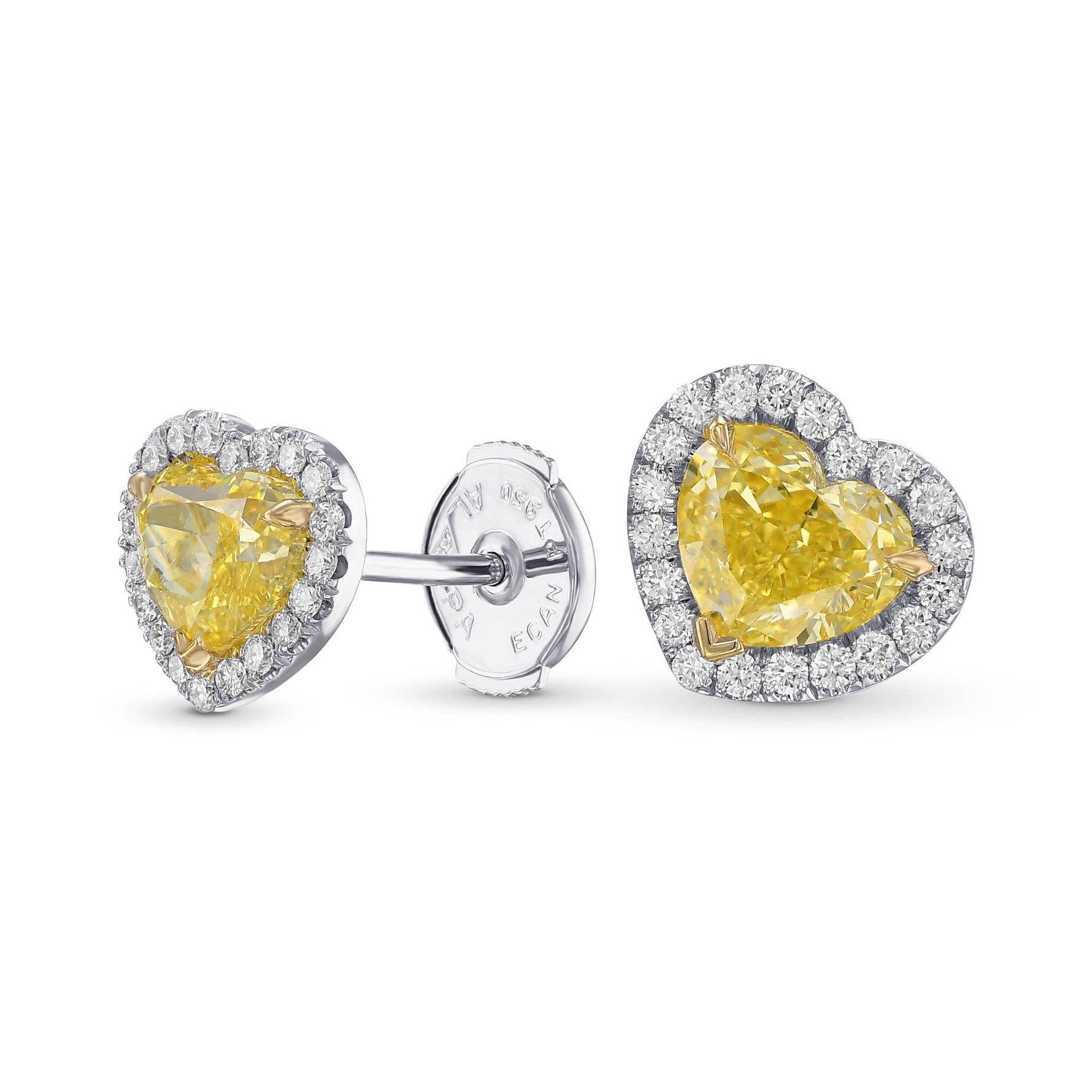 Fancy Intense Yellow Heart Shape Diamond Halo Earrings