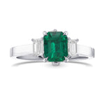 Colombian Emerald & Diamond 3-stone Engagement & Wedding Ring Set