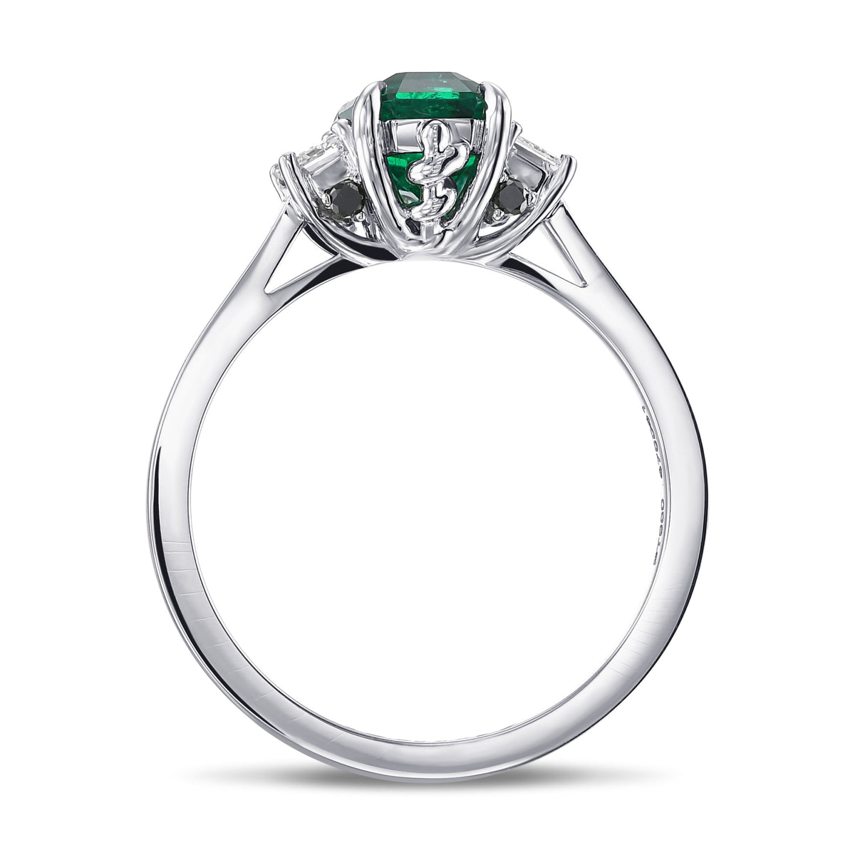 Colombian Emerald & Diamond 3-stone Engagement & Wedding Ring Set