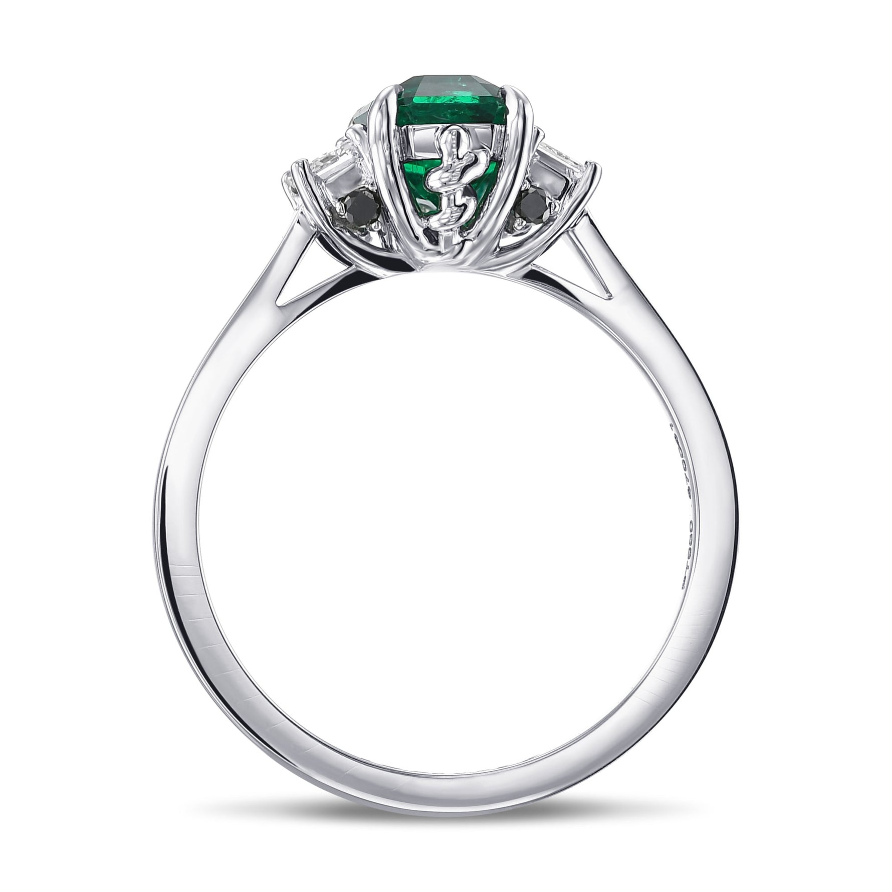 Colombian Emerald & Diamond 3-stone Engagement & Wedding Ring Set