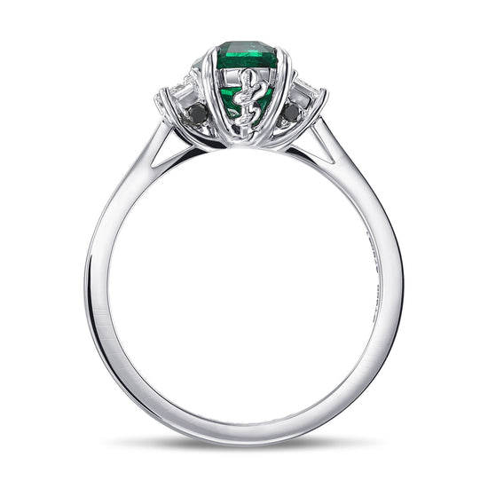Colombian Emerald & Diamond 3-stone Engagement & Wedding Ring Set