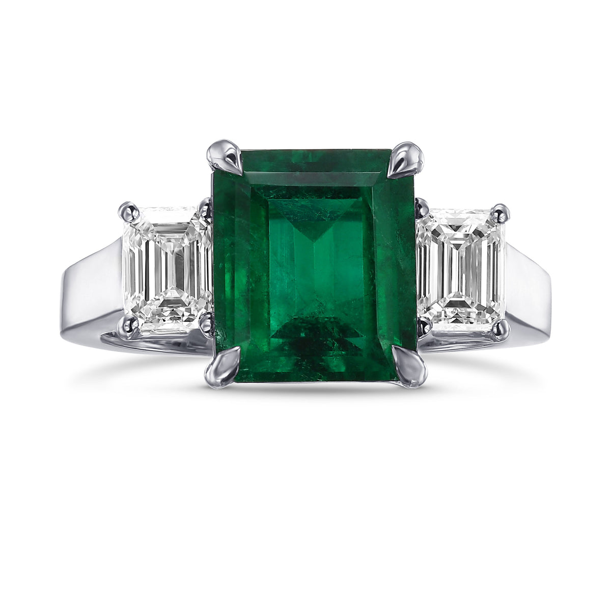 Colombian Emerald and Diamond 3-stone Ring