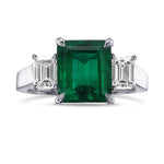 Colombian Emerald and Diamond 3-stone Ring