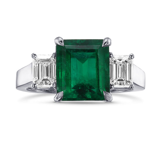 Colombian Emerald and Diamond 3-stone Ring