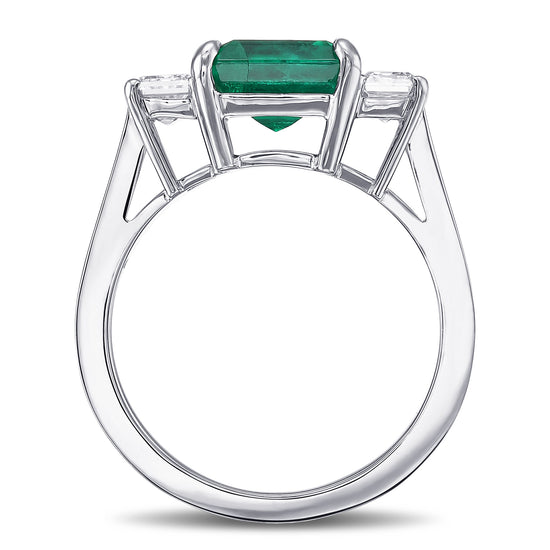 Colombian Emerald and Diamond 3-stone Ring
