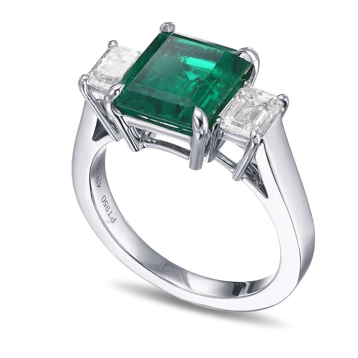 Colombian Emerald and Diamond 3-stone Ring