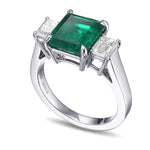 Colombian Emerald and Diamond 3-stone Ring