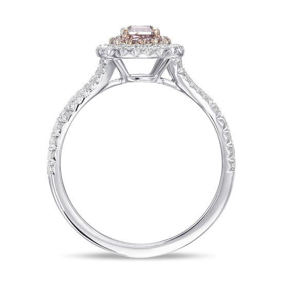 Fancy Intense Pink Purple Radiant Double Halo Diamond Ring