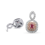 Purplish Pink Radiant Diamond Double Halo Earrings
