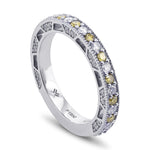 Fancy Greenish Yellow & Colorless Diamond Wedding Band