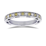 Fancy Greenish Yellow & Colorless Diamond Wedding Band