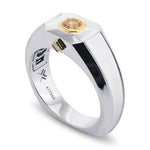 Fancy Intense Orange Yellow Radiant Gents diamond ring
