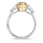 Pear Shape Fancy Brown Yellow 3 Stone Diamond Ring