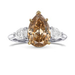 Pear Shape Fancy Brown Yellow 3 Stone Diamond Ring