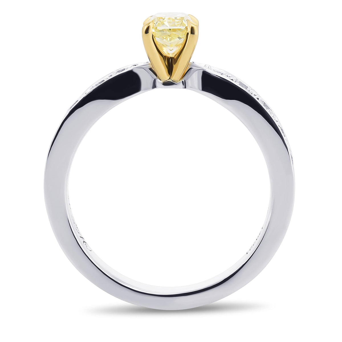 Fancy Light Yellow Radiant Side-stone Diamond Ring