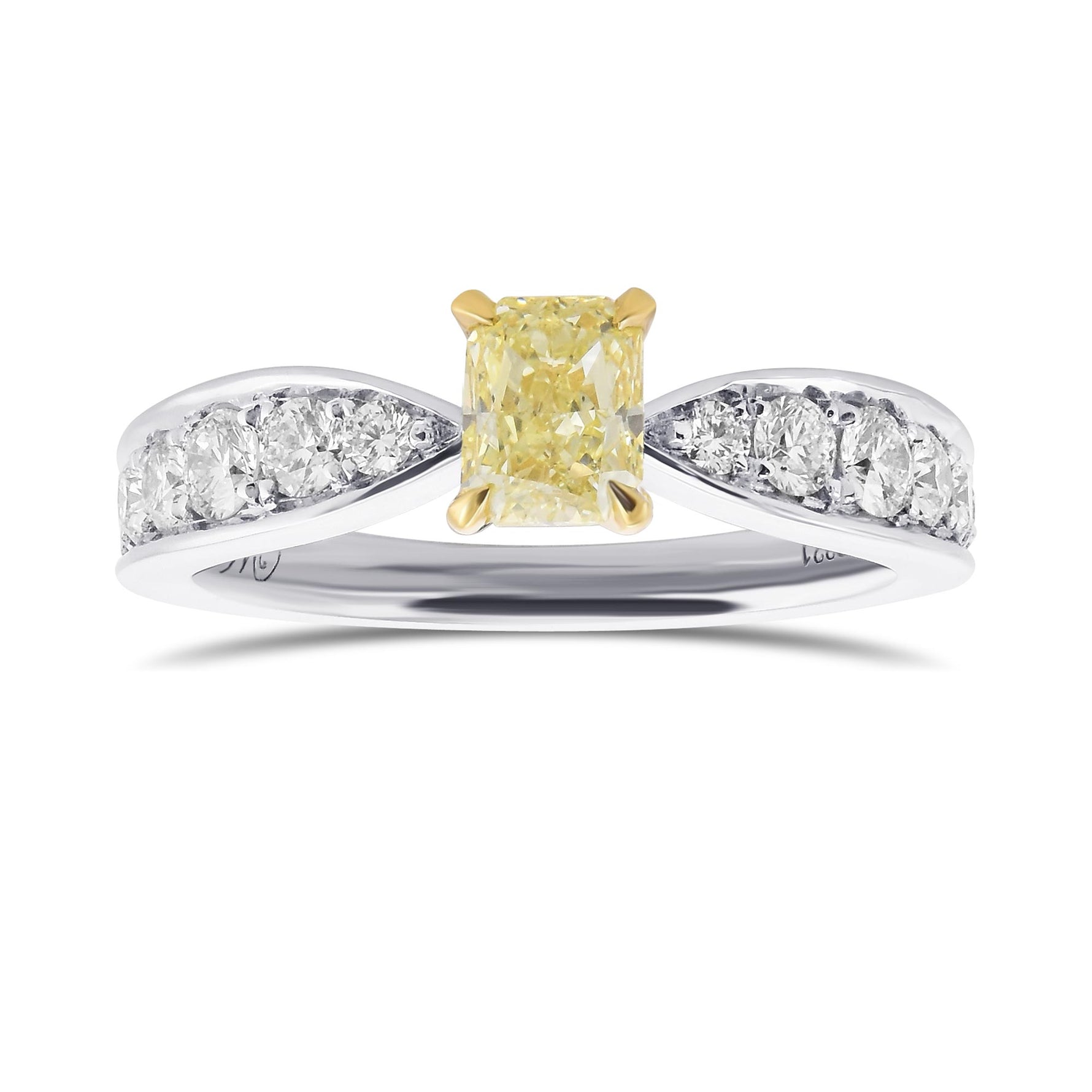 Fancy Light Yellow Radiant Side-stone Diamond Ring