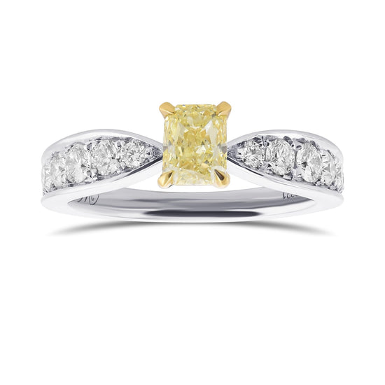 Fancy Light Yellow Radiant Side-stone Diamond Ring