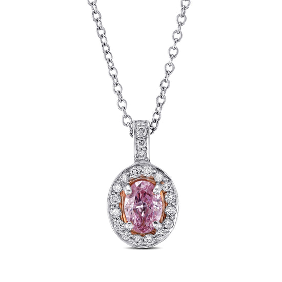 Argyle Fancy Intense Purplish Pink Oval Diamond Halo Pendant