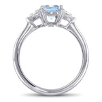 Aquamarine & Diamond Triangle 3 Stone Ring