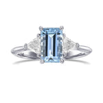 Aquamarine & Diamond Triangle 3 Stone Ring