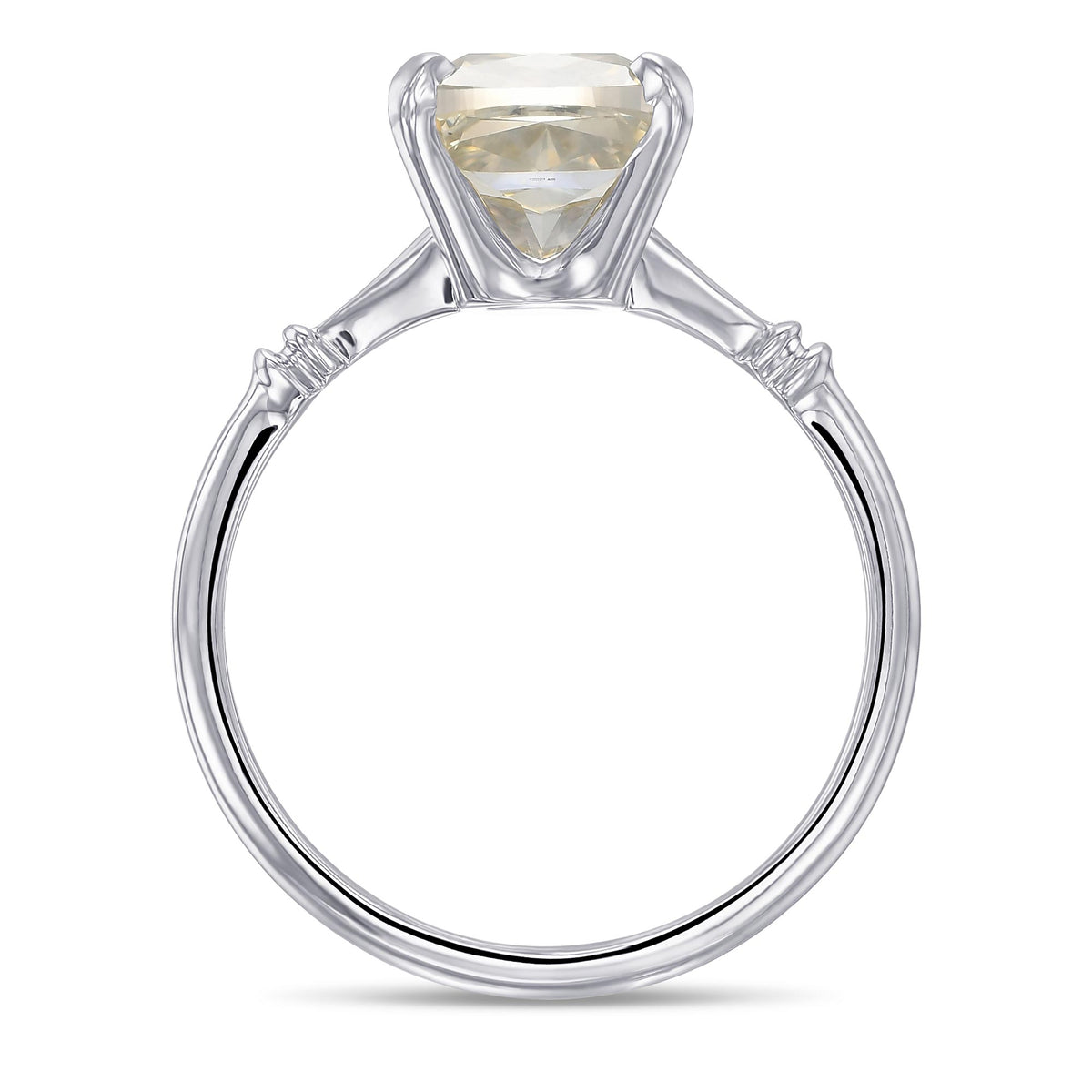 Fancy Gray Greenish Yellow Cushion Solitaire Ring