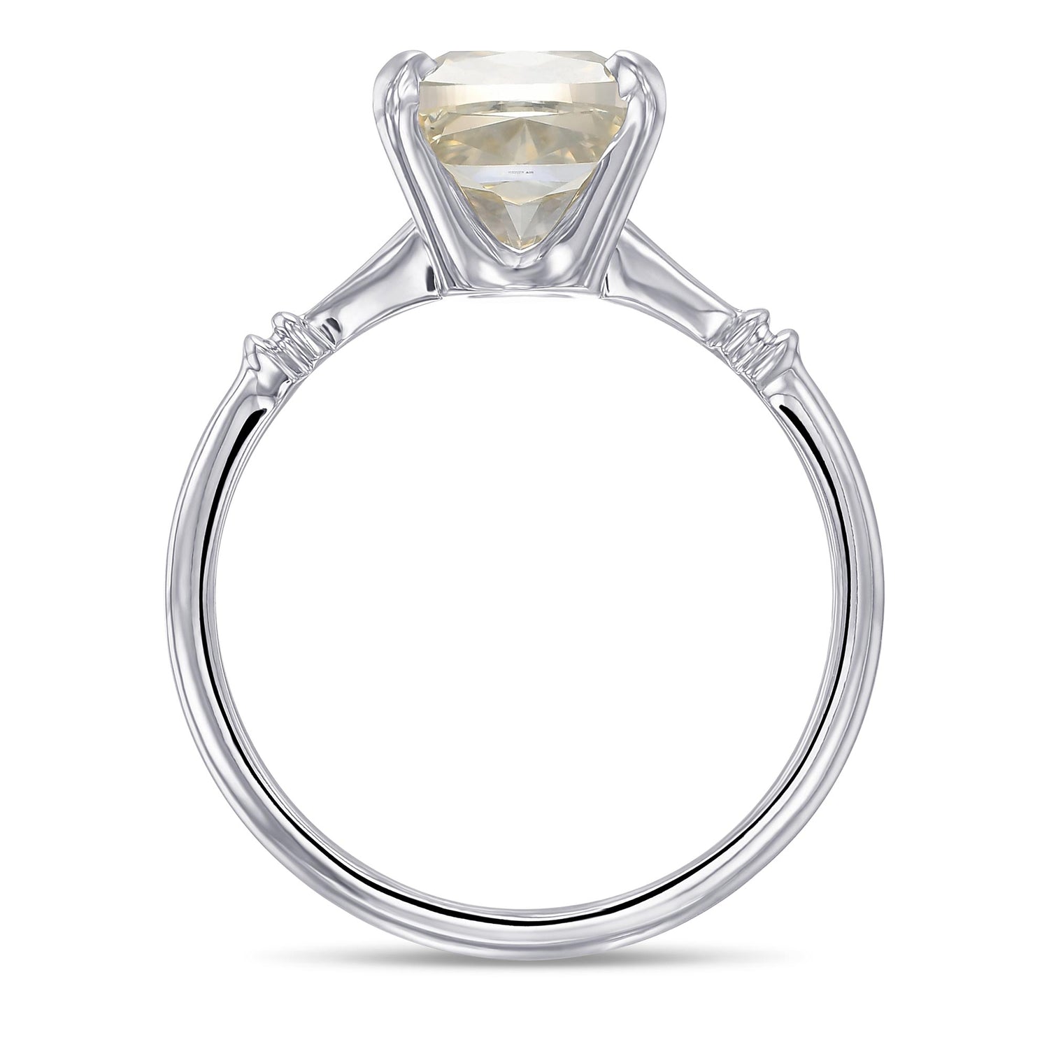 Fancy Gray Greenish Yellow Cushion Solitaire Ring