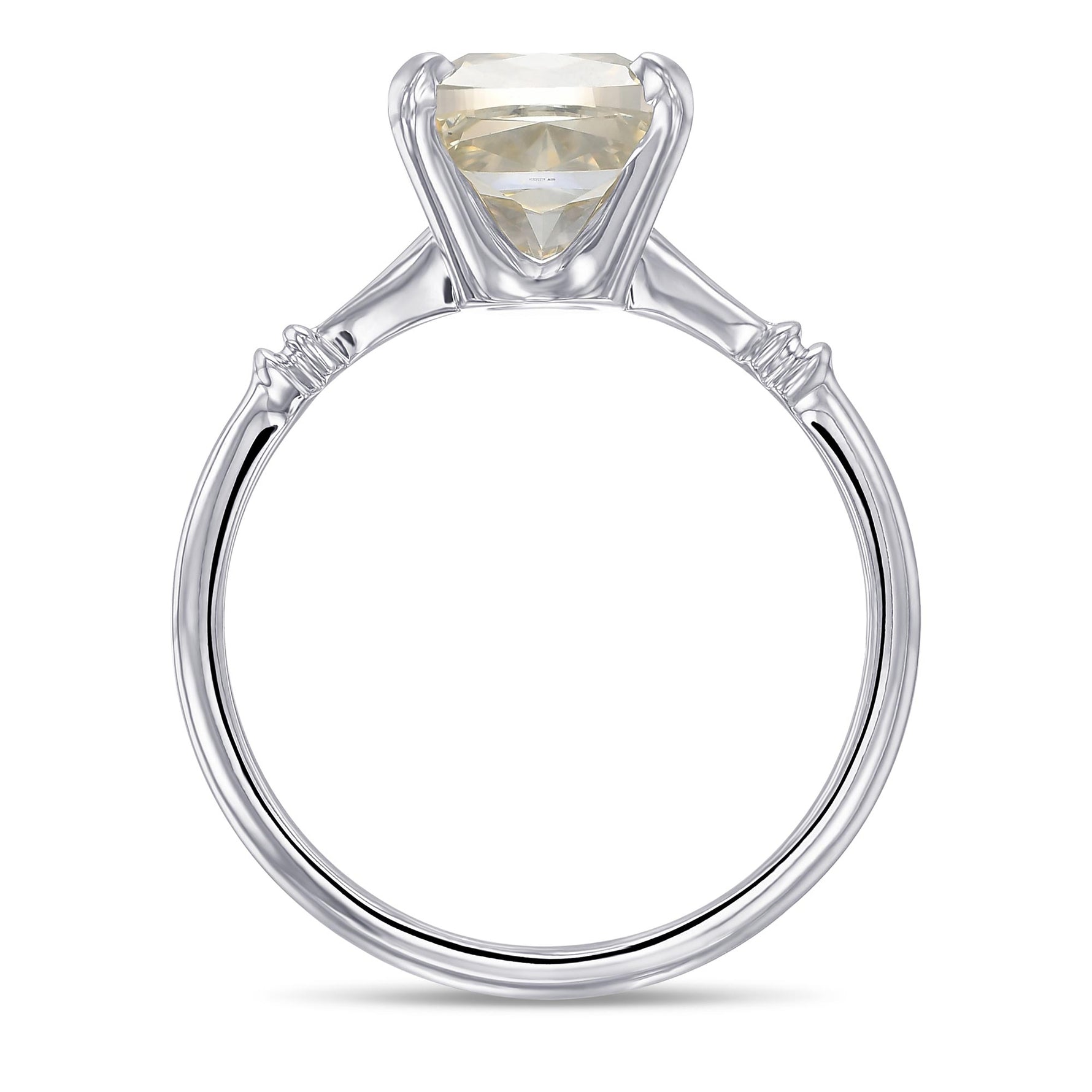 Fancy Gray Greenish Yellow Cushion Solitaire Ring