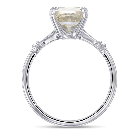 Fancy Gray Greenish Yellow Cushion Solitaire Ring