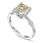 Fancy Gray Greenish Yellow Cushion Solitaire Ring