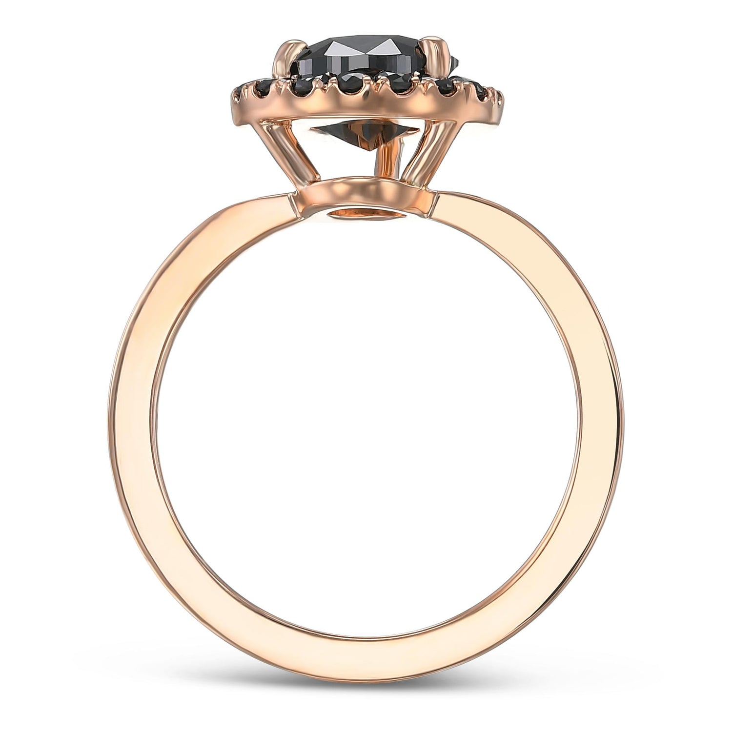 Fancy Black Pear Diamond Wedding & Engagement Ring Set