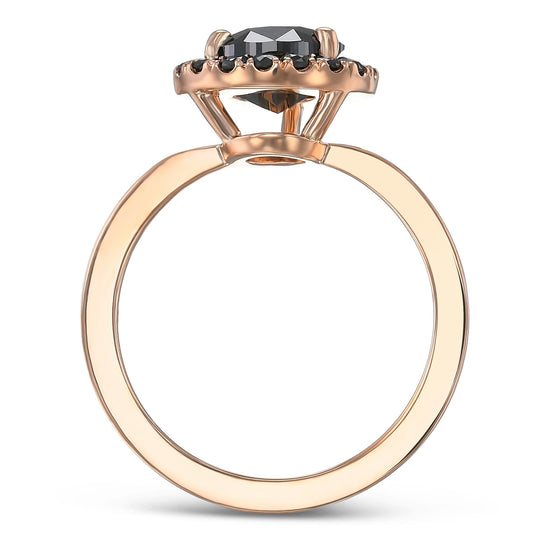 Fancy Black Pear Diamond Wedding & Engagement Ring Set