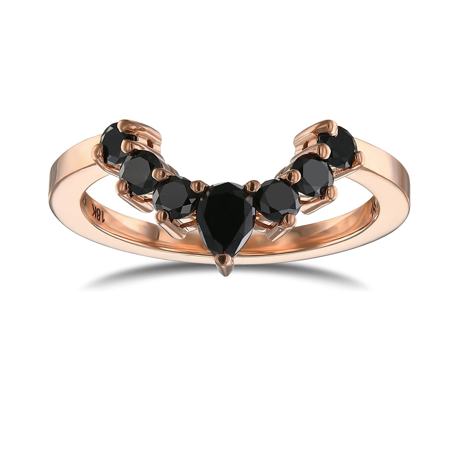 Fancy Black Pear Diamond Wedding & Engagement Ring Set