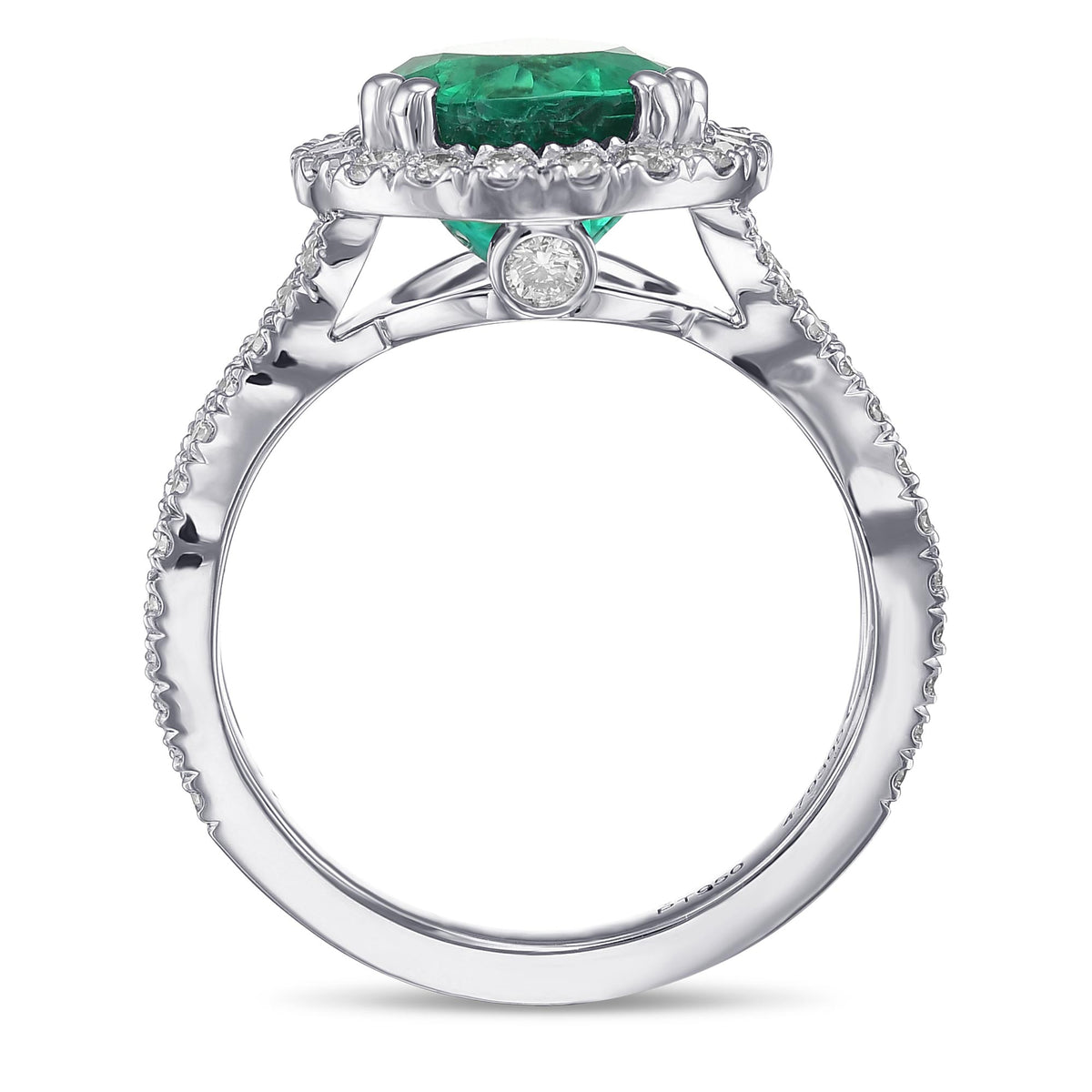 Pear Shape Emerald and Diamond Halo Ring