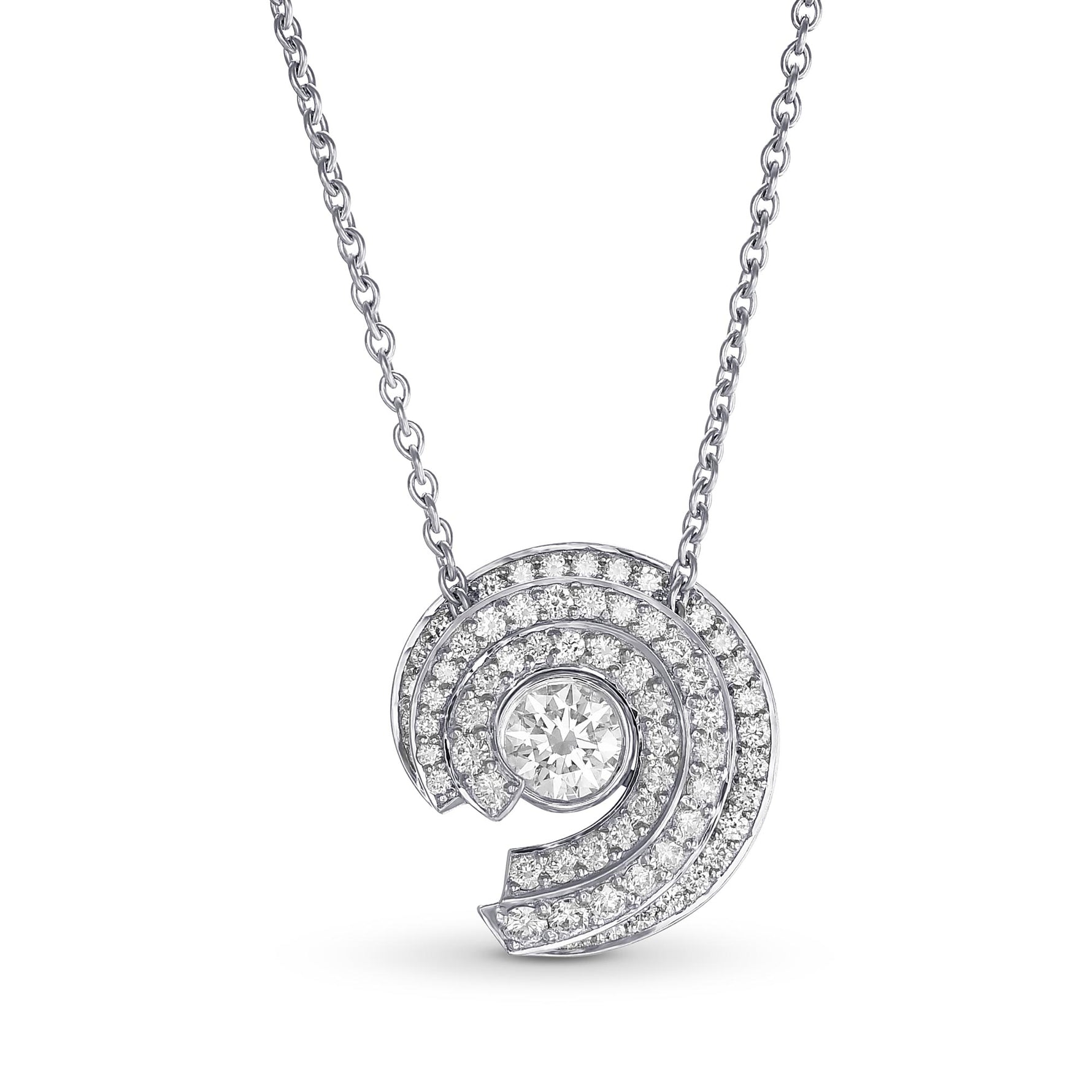 Spiral Round Diamond Pendant