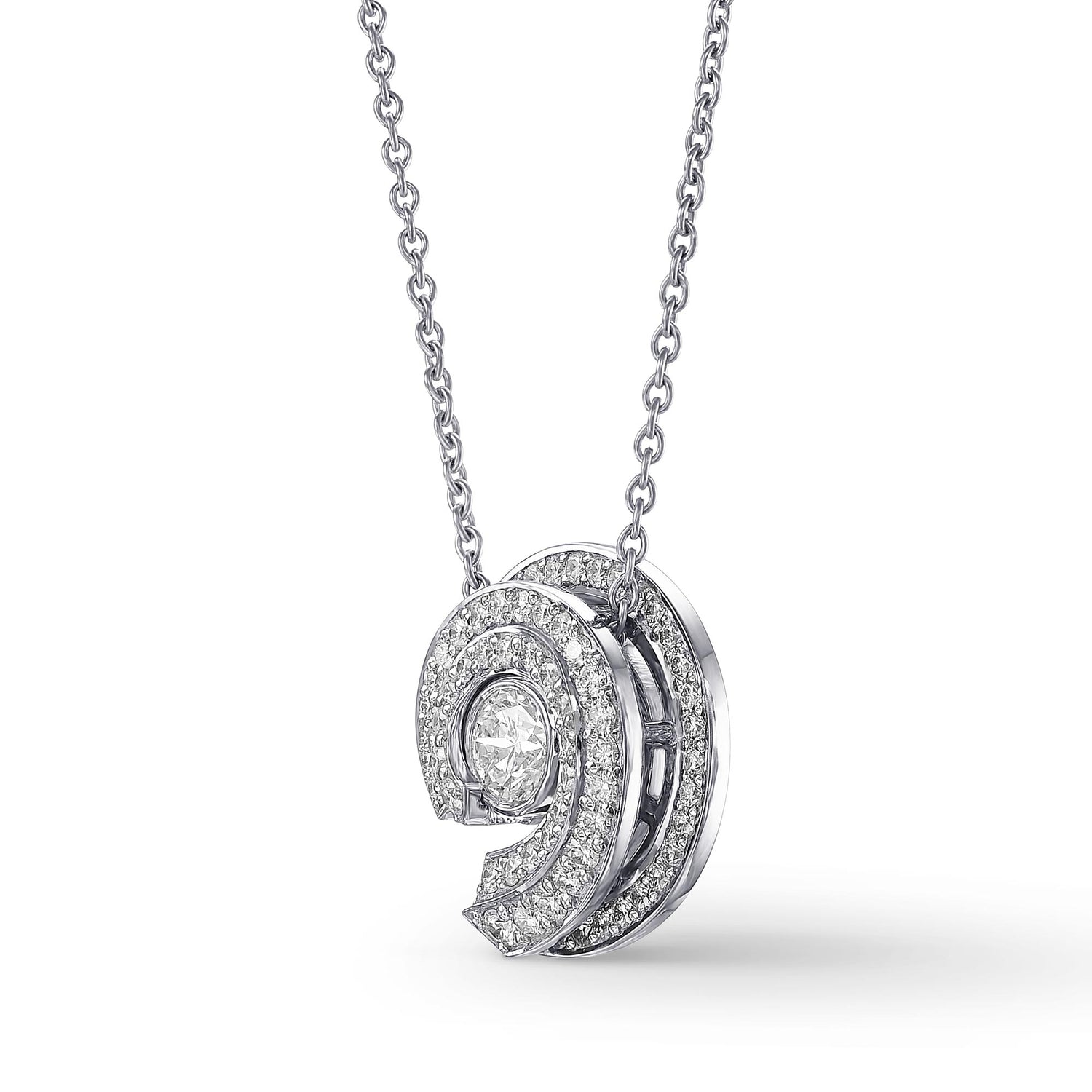 Spiral Round Diamond Pendant