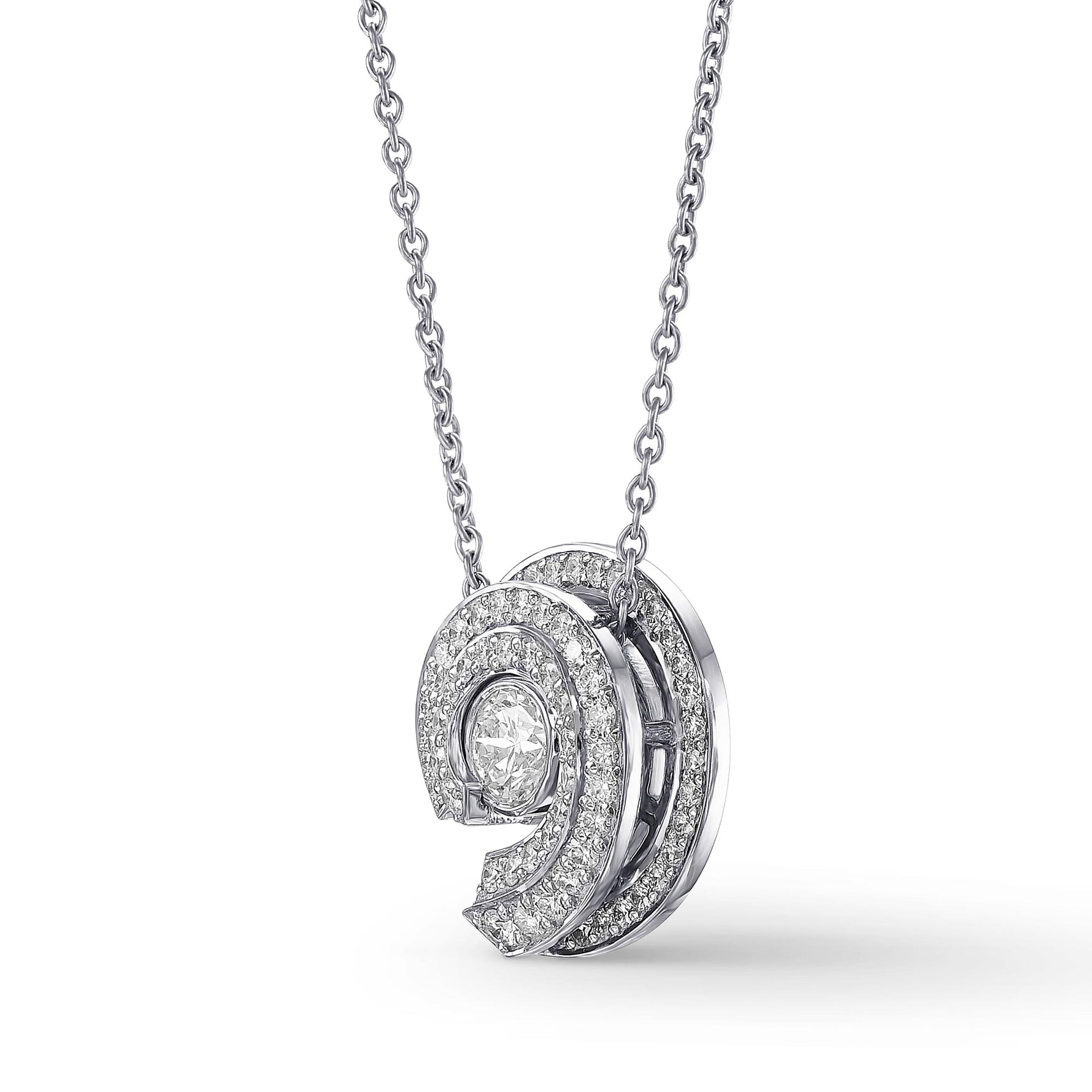 Spiral Round Diamond Pendant