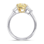 Fancy Yellow Radiant and Triangle Diamond Engagement and Wedding Ring Set