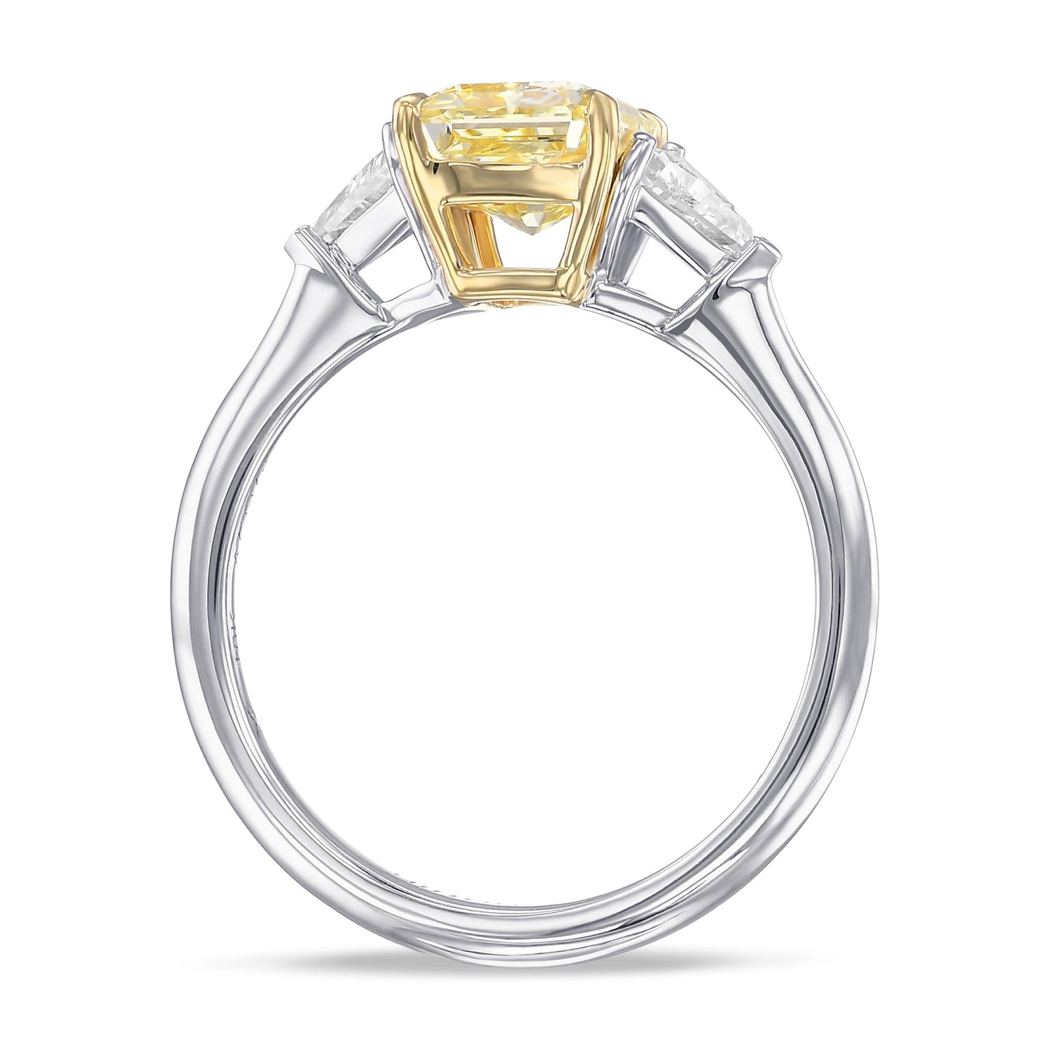 Fancy Yellow Radiant and Triangle Diamond Engagement and Wedding Ring Set